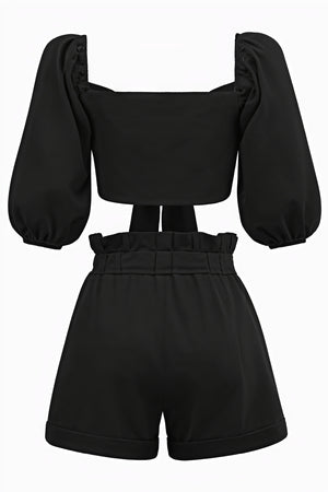 Puffärmel Set - Cropped Top & Shorts