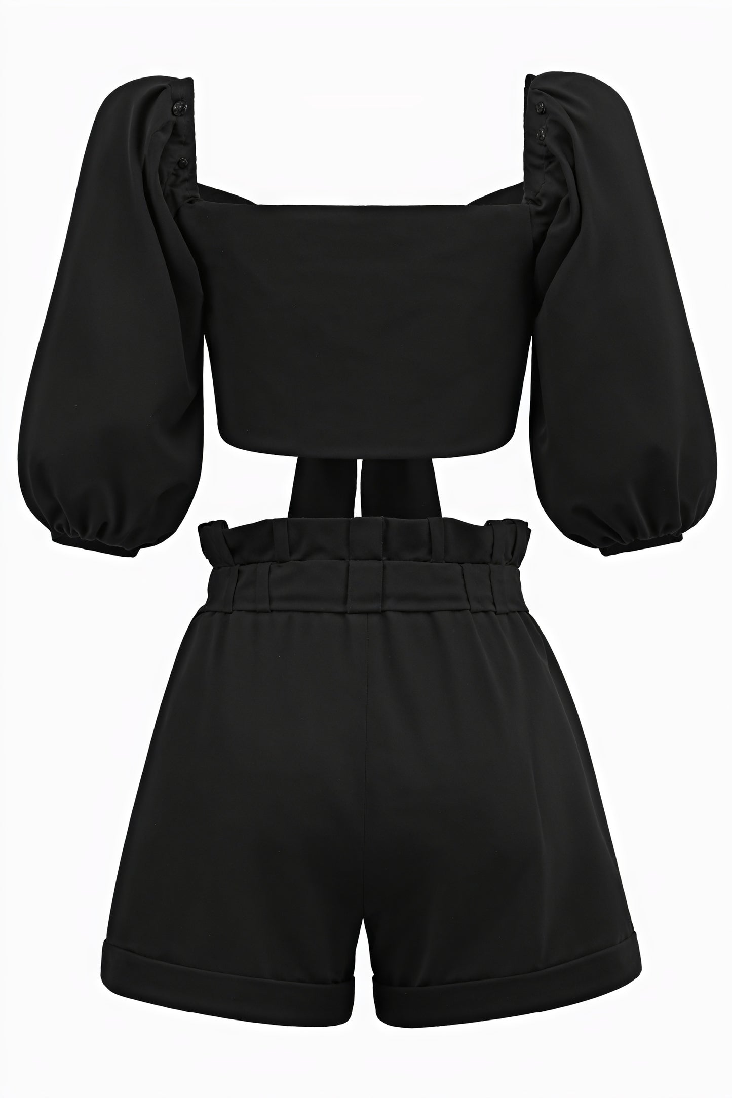 Puffärmel Set - Cropped Top & Shorts