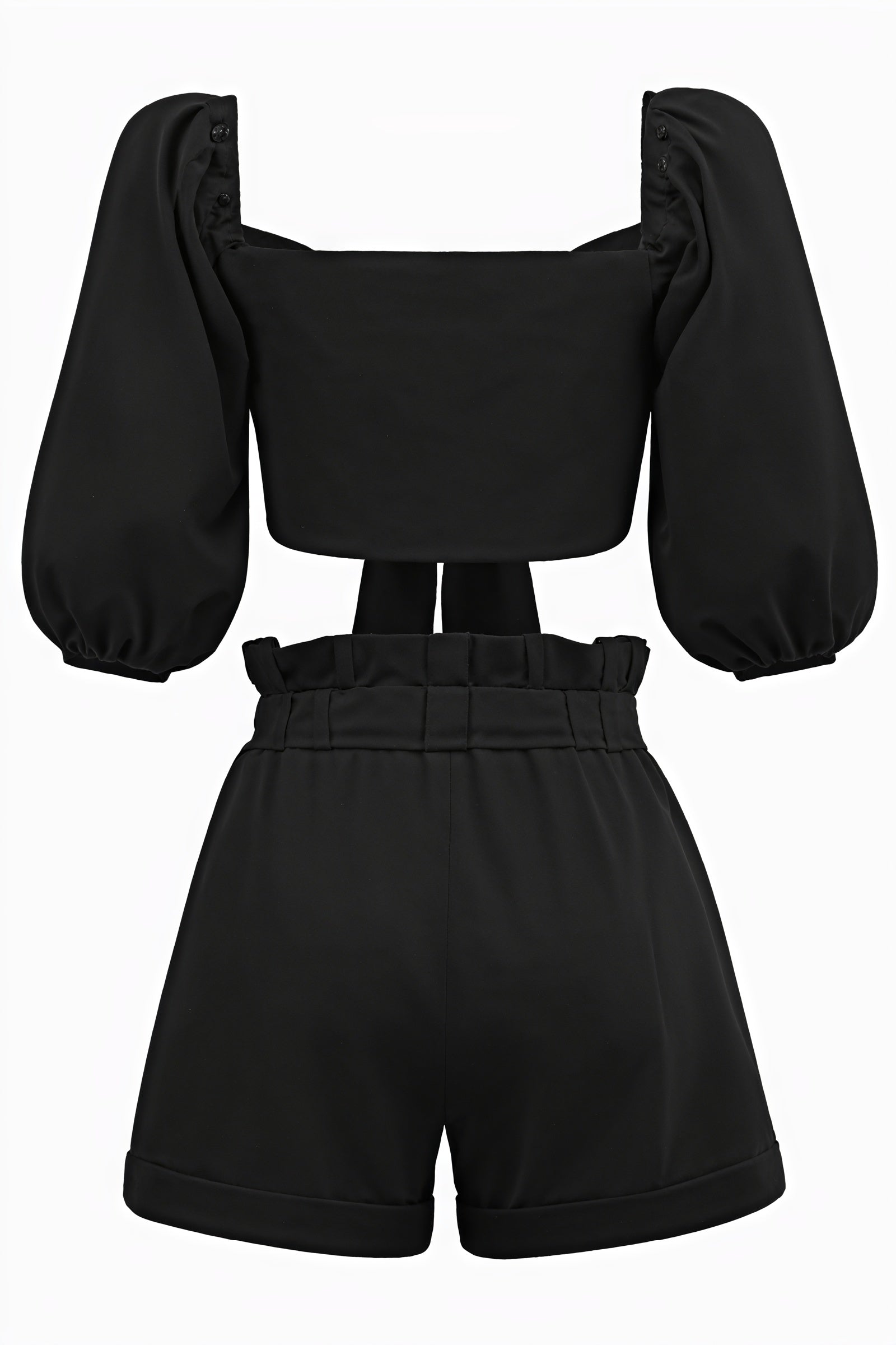 Puffärmel Set - Cropped Top & Shorts