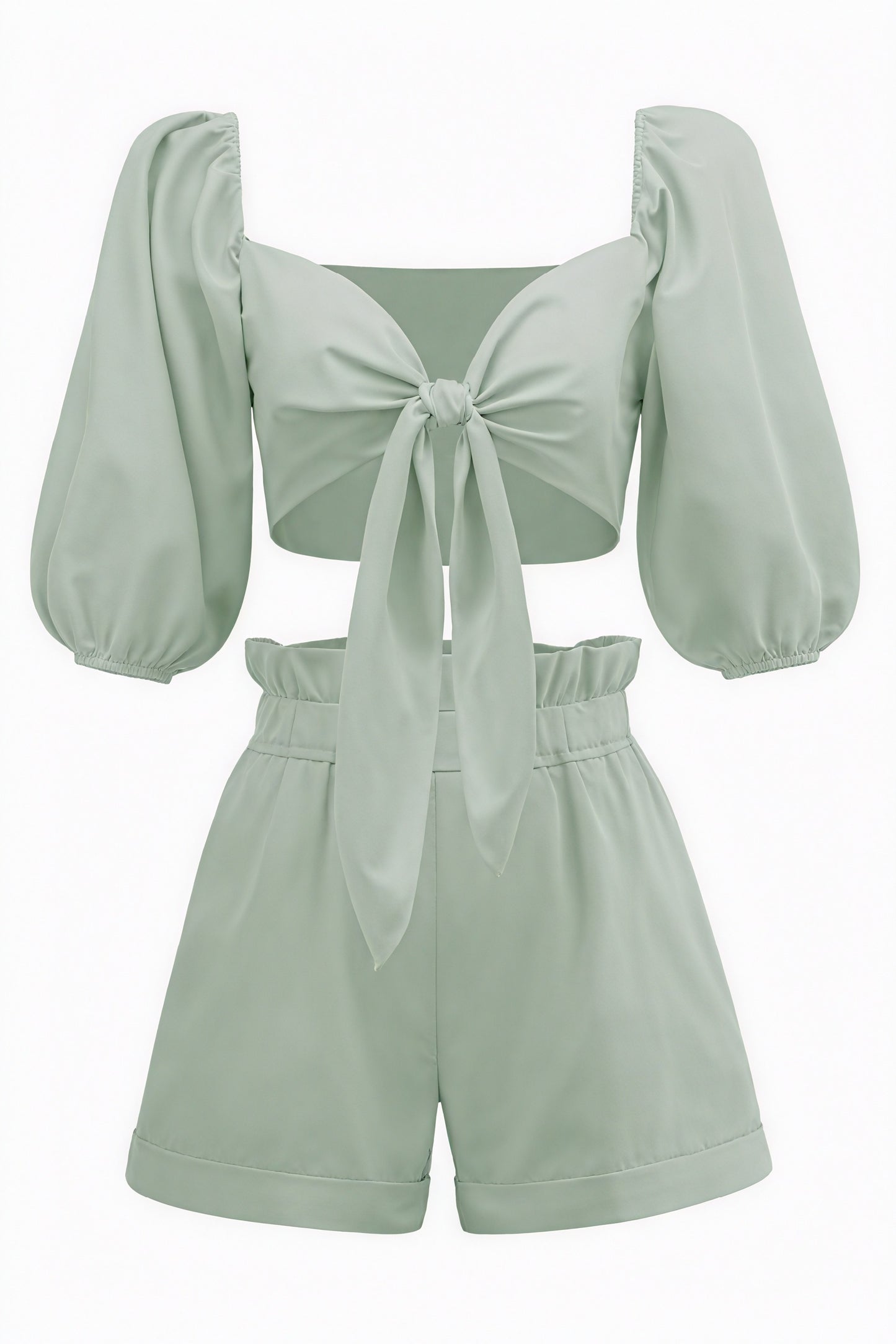 Puffärmel Set - Cropped Top & Shorts