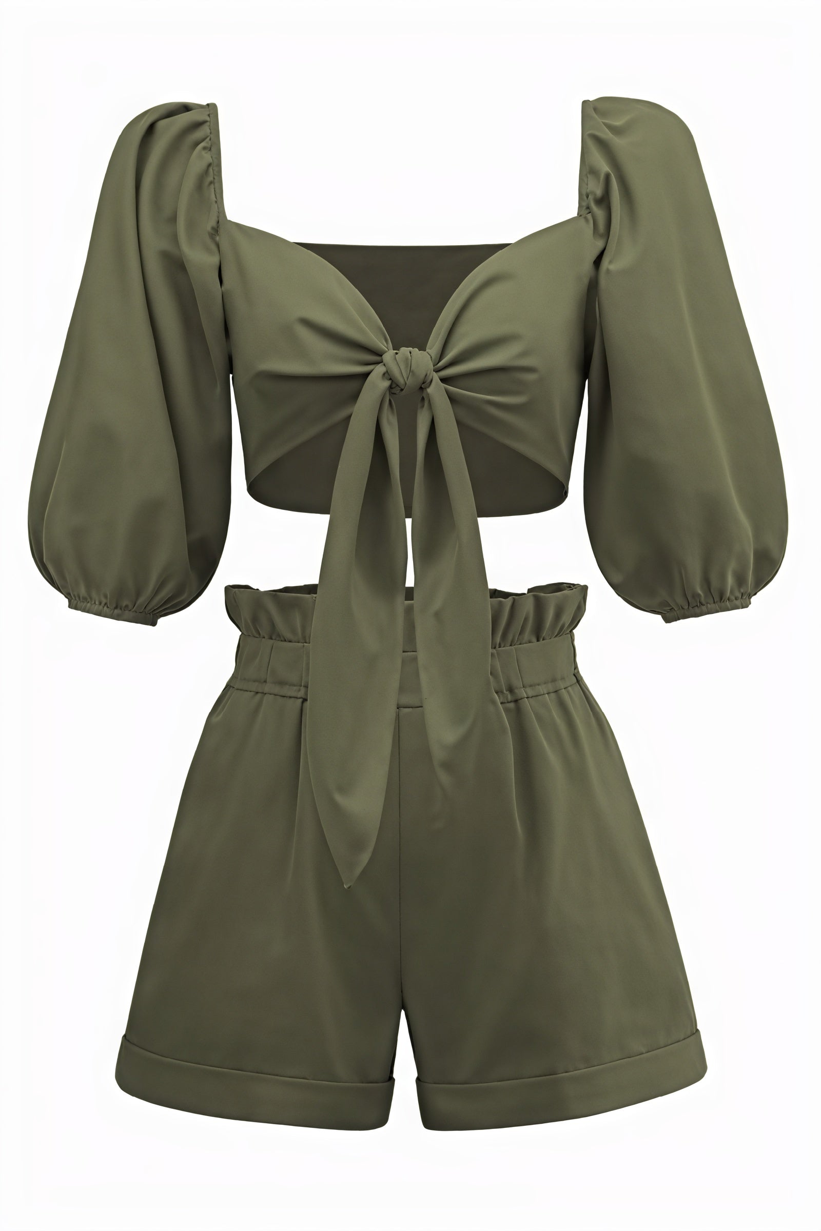 Puffärmel Set - Cropped Top & Shorts