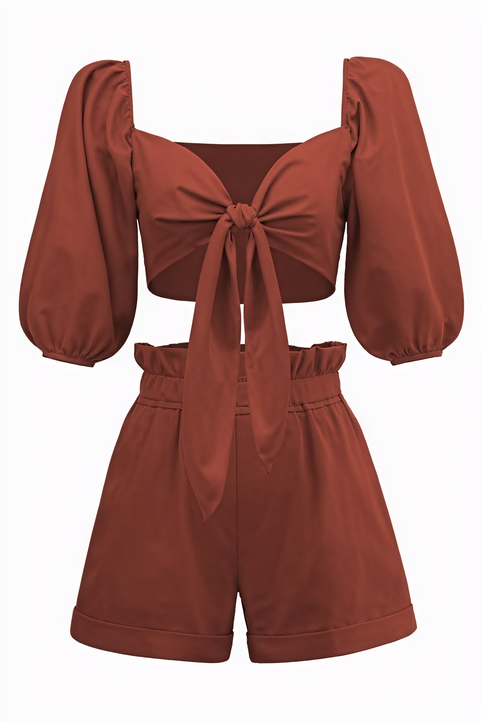 Puffärmel Set - Cropped Top & Shorts