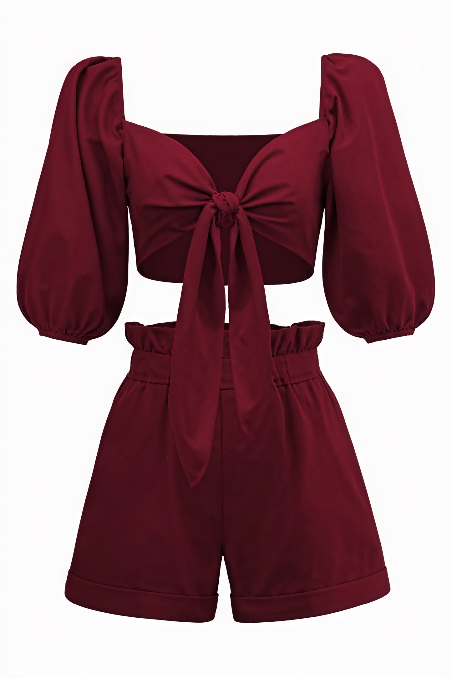 Puffärmel Set - Cropped Top & Shorts