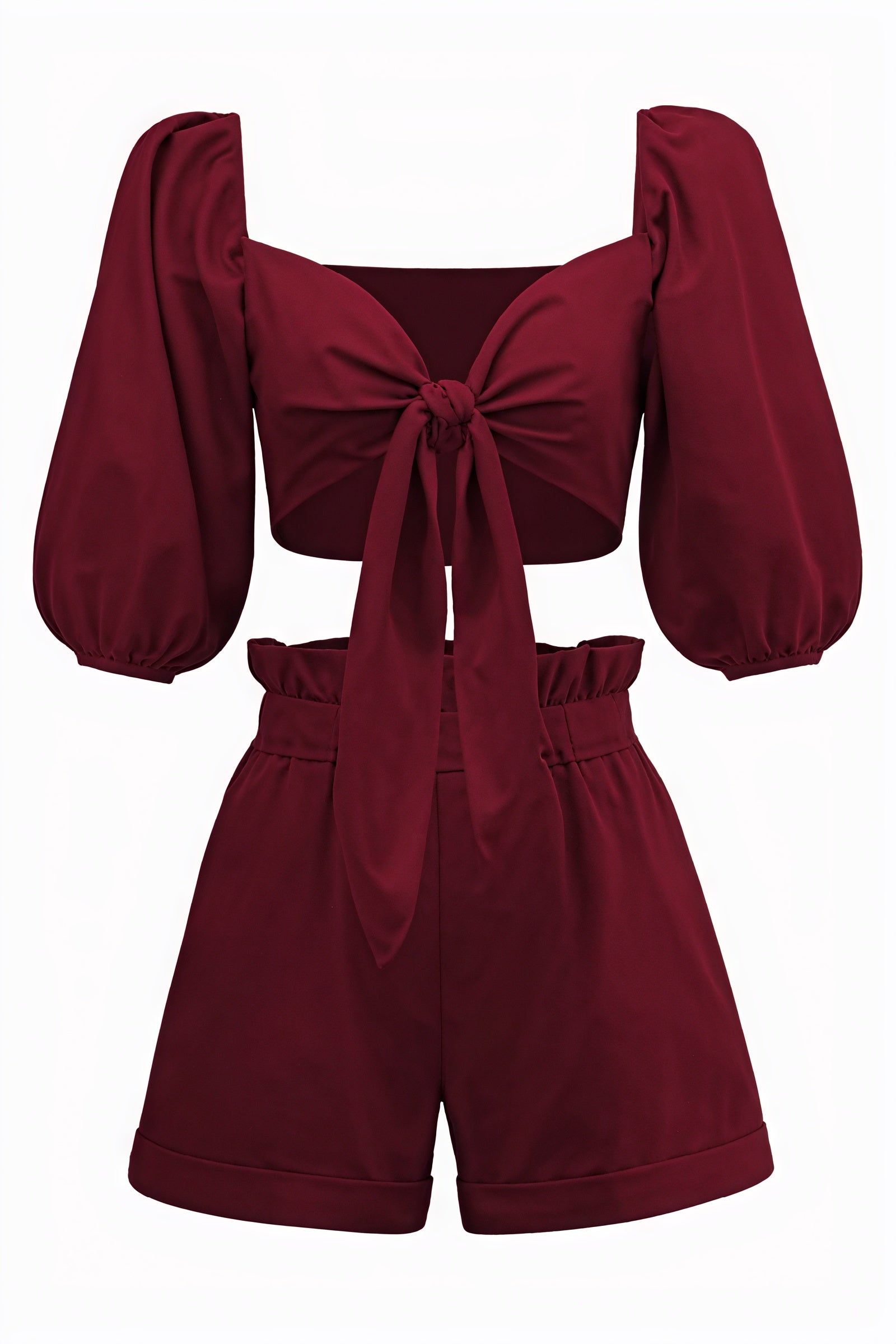 Puffärmel Set - Cropped Top & Shorts