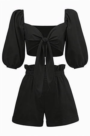 Puffärmel Set - Cropped Top & Shorts