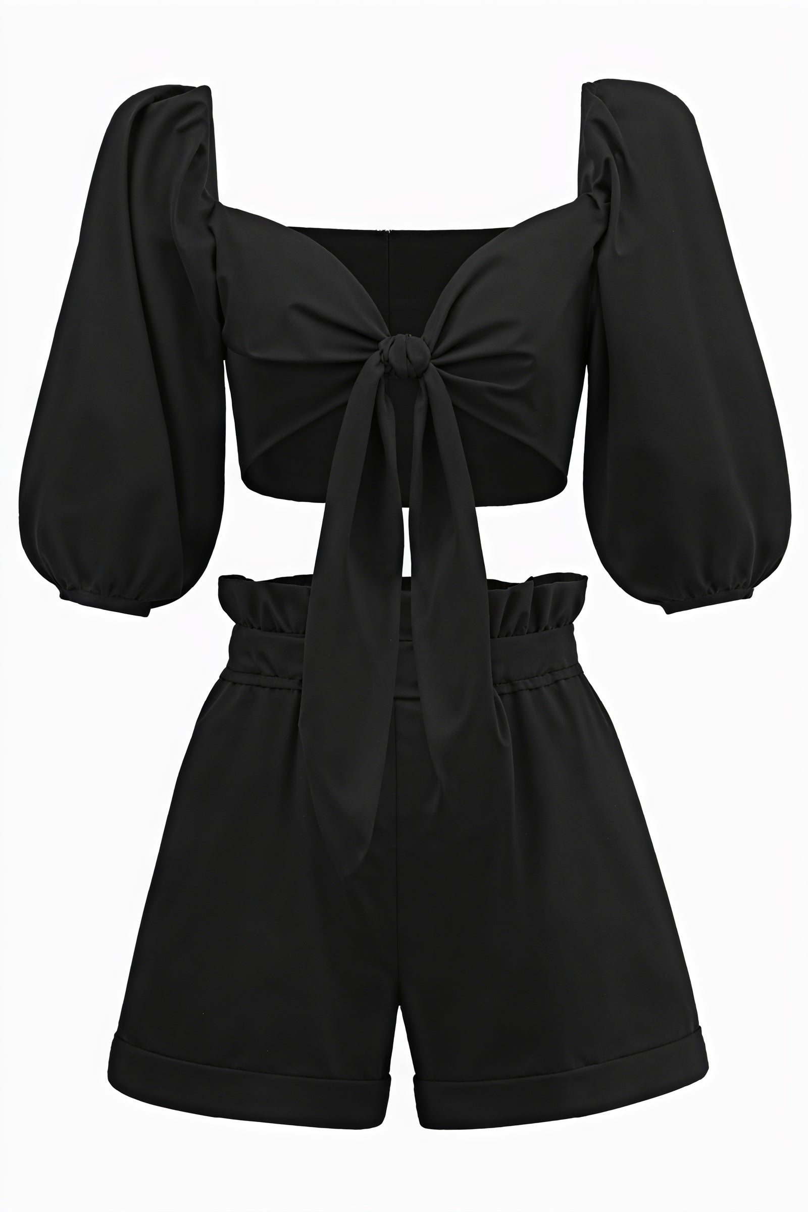 Puffärmel Set - Cropped Top & Shorts