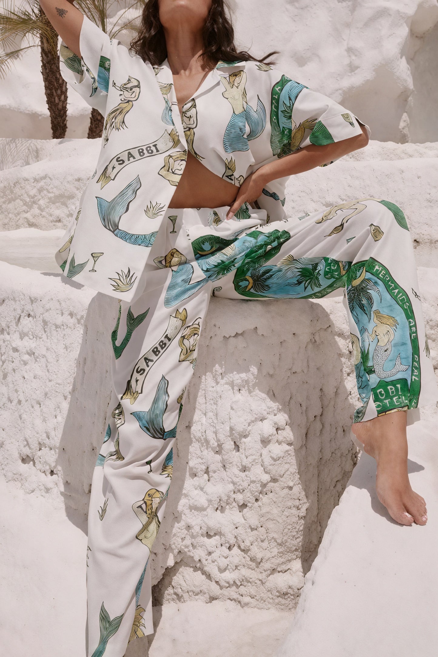 Damen Pyjama-Set mit Meerjungfrauen-Druck – Hemd & Hose, Komfort Loungewear-79730-9ea72431-56c0-444c-b27a-57abb7a5e307