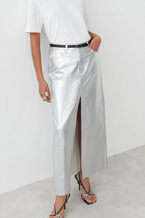 Silberner Maxi-Rock - hoher Bund, Schlitz