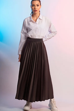 Plissee-Midirock mit Metallic-Schimmer