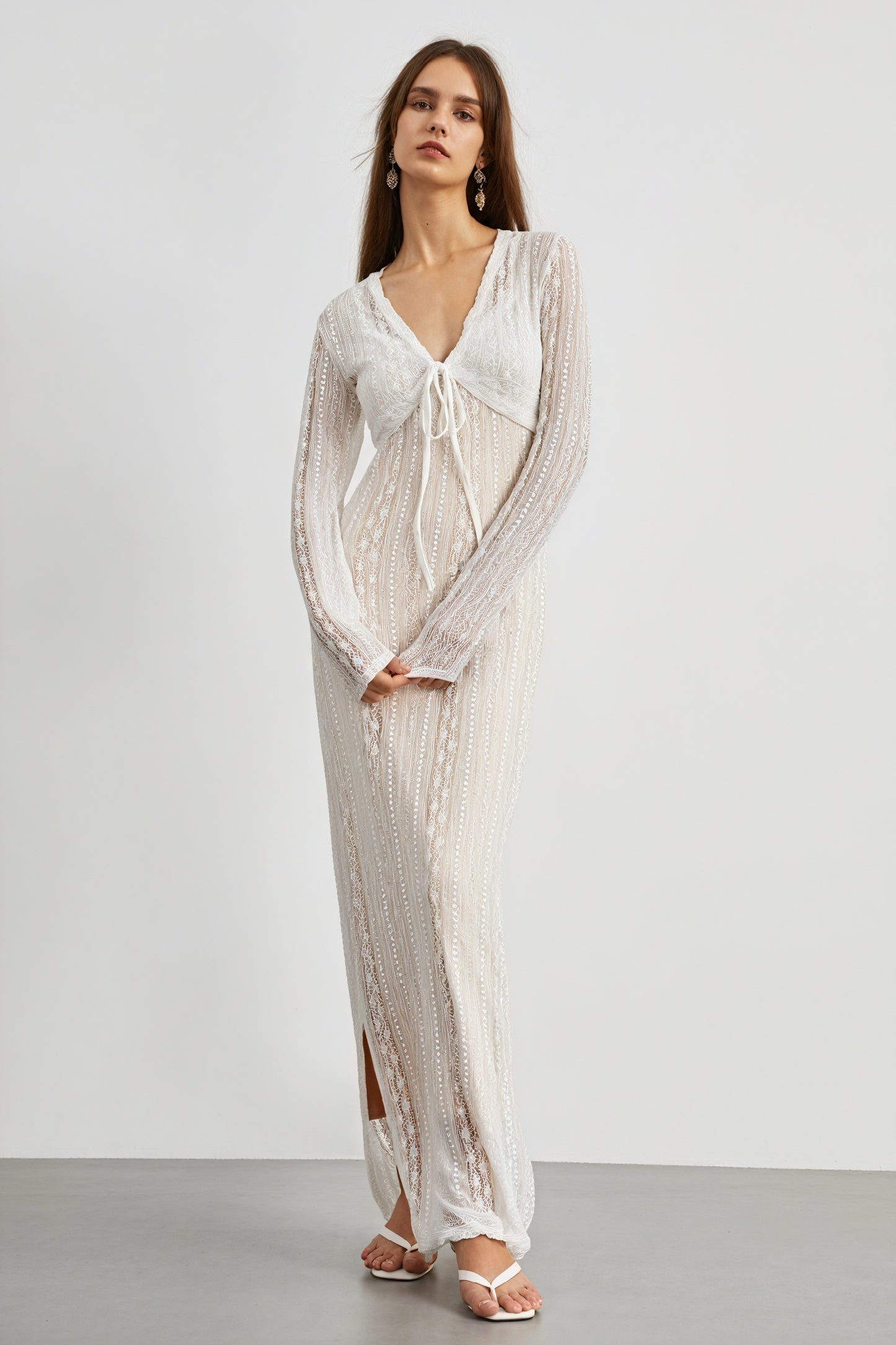 Maxi-Kleid mit Bolero - Transparent & V-Ausschnitt