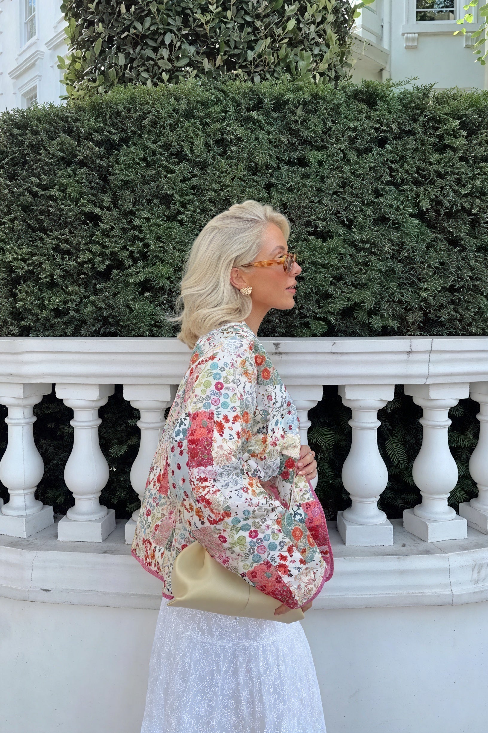 Patchwork Jacke - Blumenmuster, Gesteppt