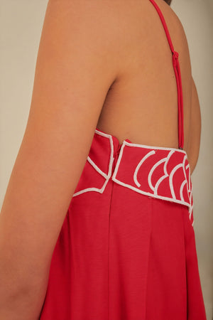 Maxikleid mit Fisch-Detail & Spaghettiträgern