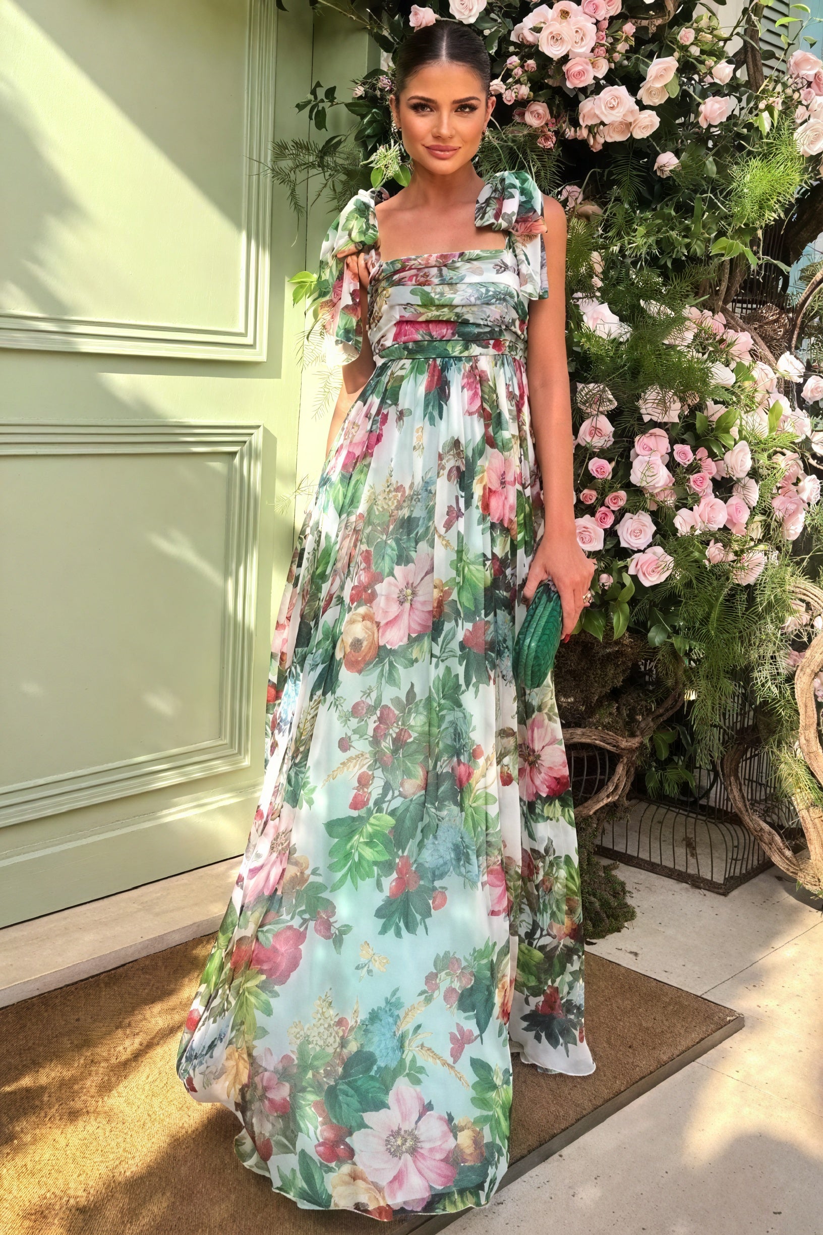 Maxikleid Blumenmuster - Carré & Schleifen