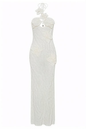 Bodenlanges Kleid mit floralen Details