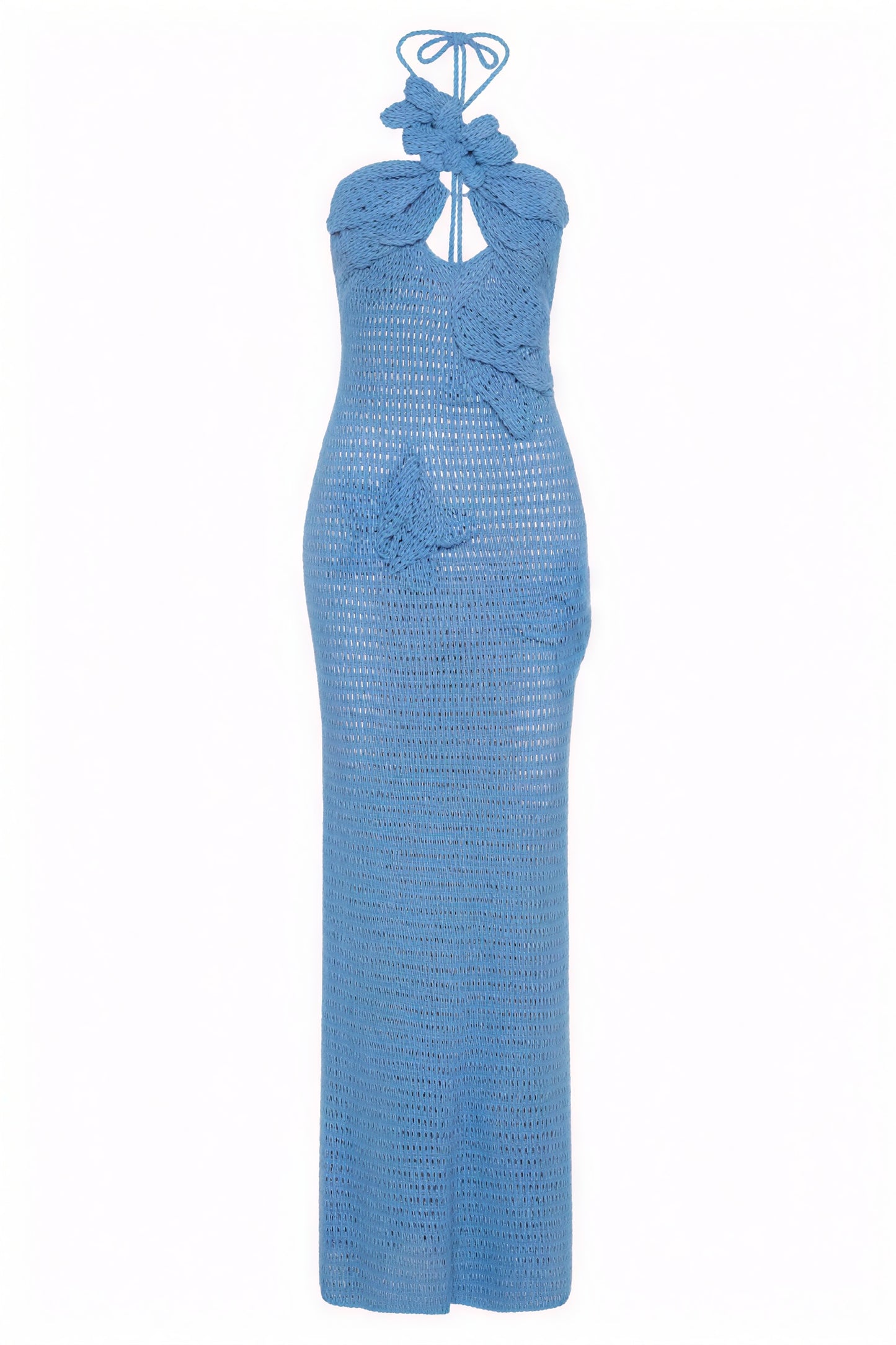 Bodenlanges Kleid mit floralen Details