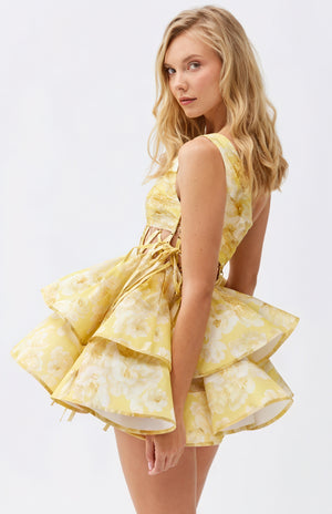 Mini-Kleid mit Blumenmuster & One-Shoulder