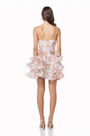 Blumenkleid mit Rüschen & Spaghettiträgern