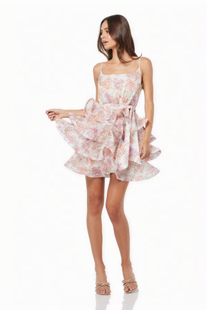 Blumenkleid mit Rüschen & Spaghettiträgern