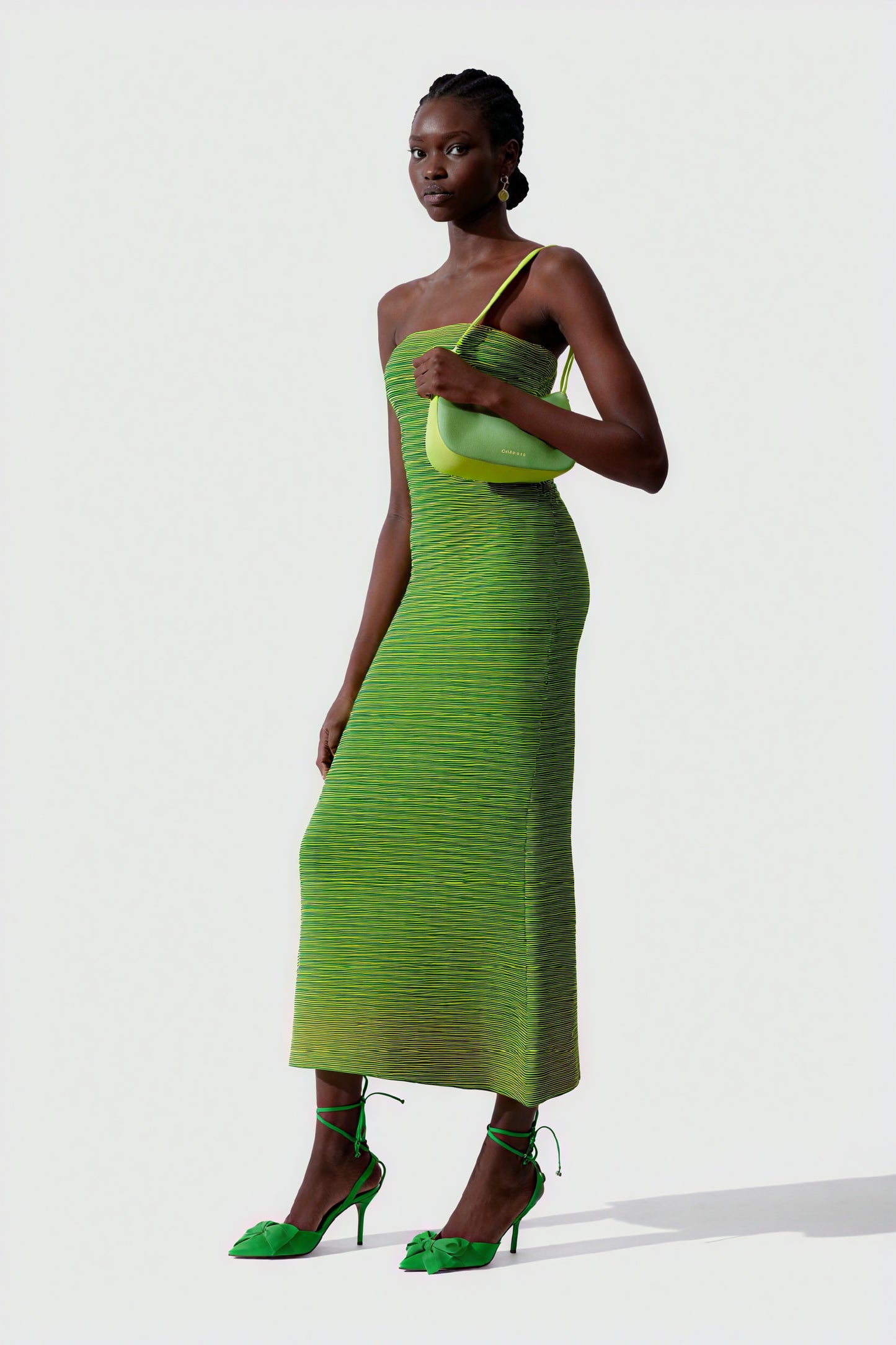 Figurbetontes Streifen-Midikleid