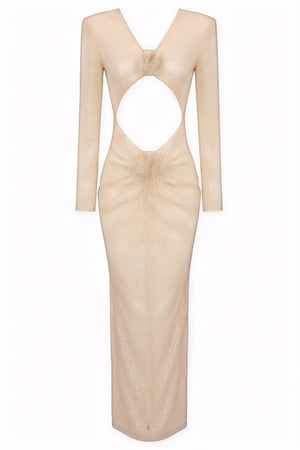 Abendkleid mit V-Ausschnitt & Pailletten