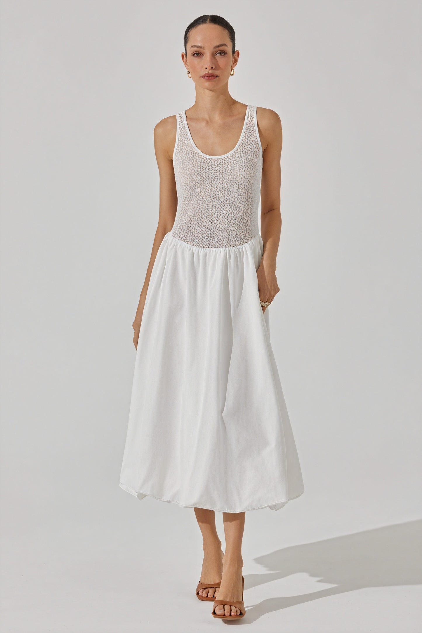 Midikleid Struktur-Taille - Ärmellos