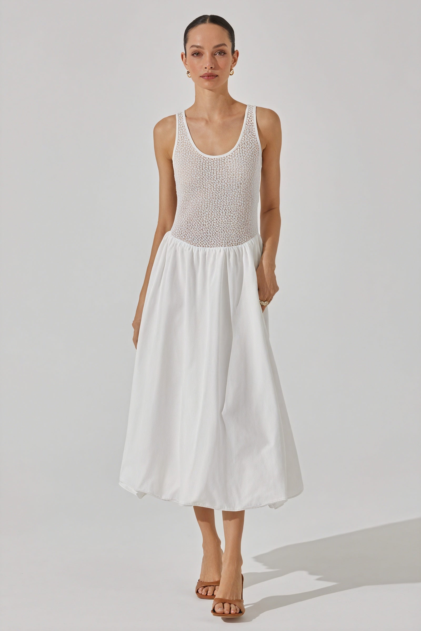 Midikleid Struktur-Taille - Ärmellos