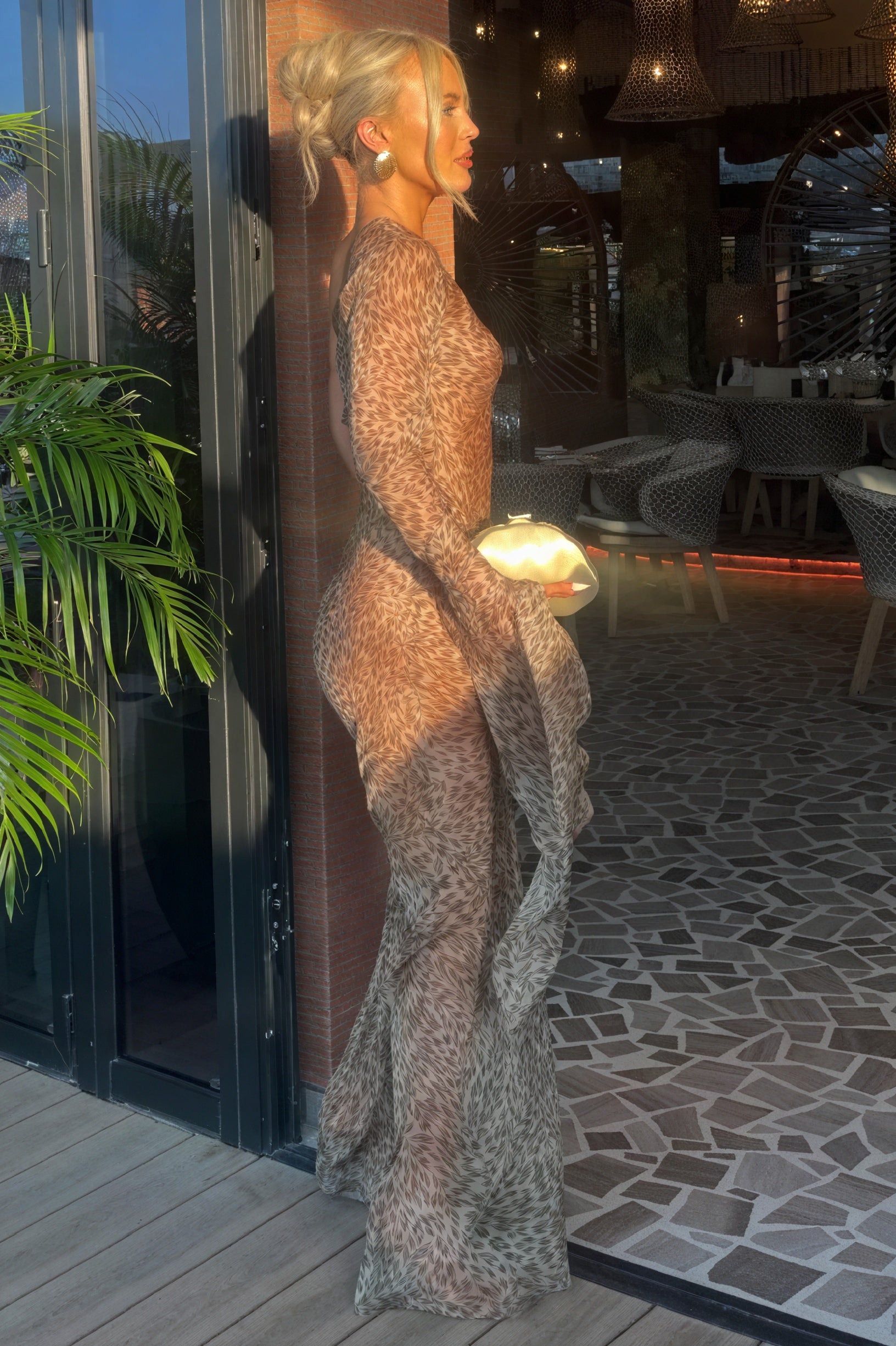 Animal-Print Maxikleid mit One-Shoulder