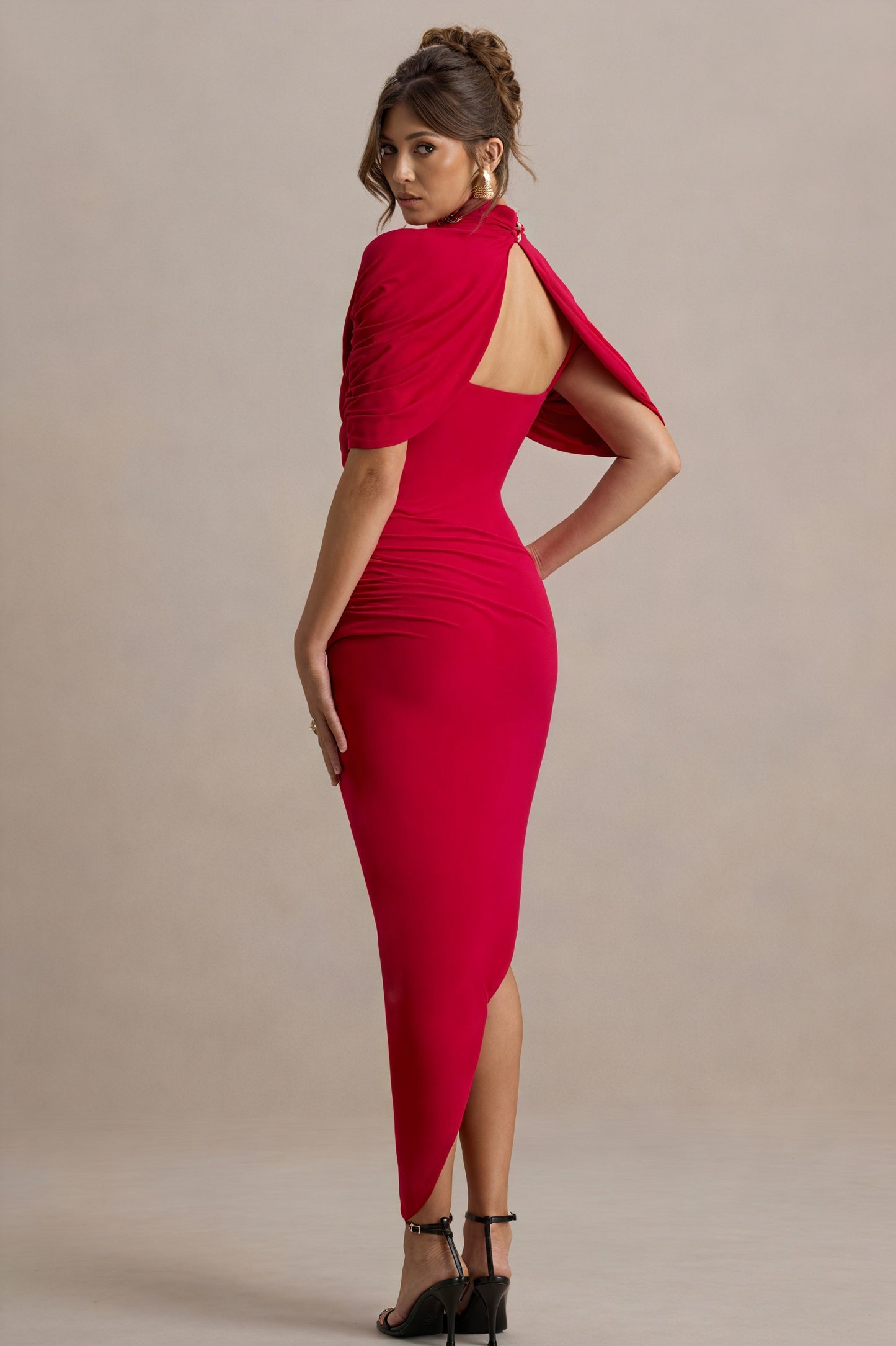 Draped Cocktail Dress - Asymmetrical Skirt