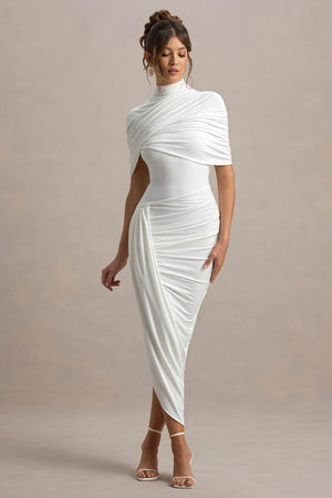 Draped Cocktail Dress - Asymmetrical Skirt