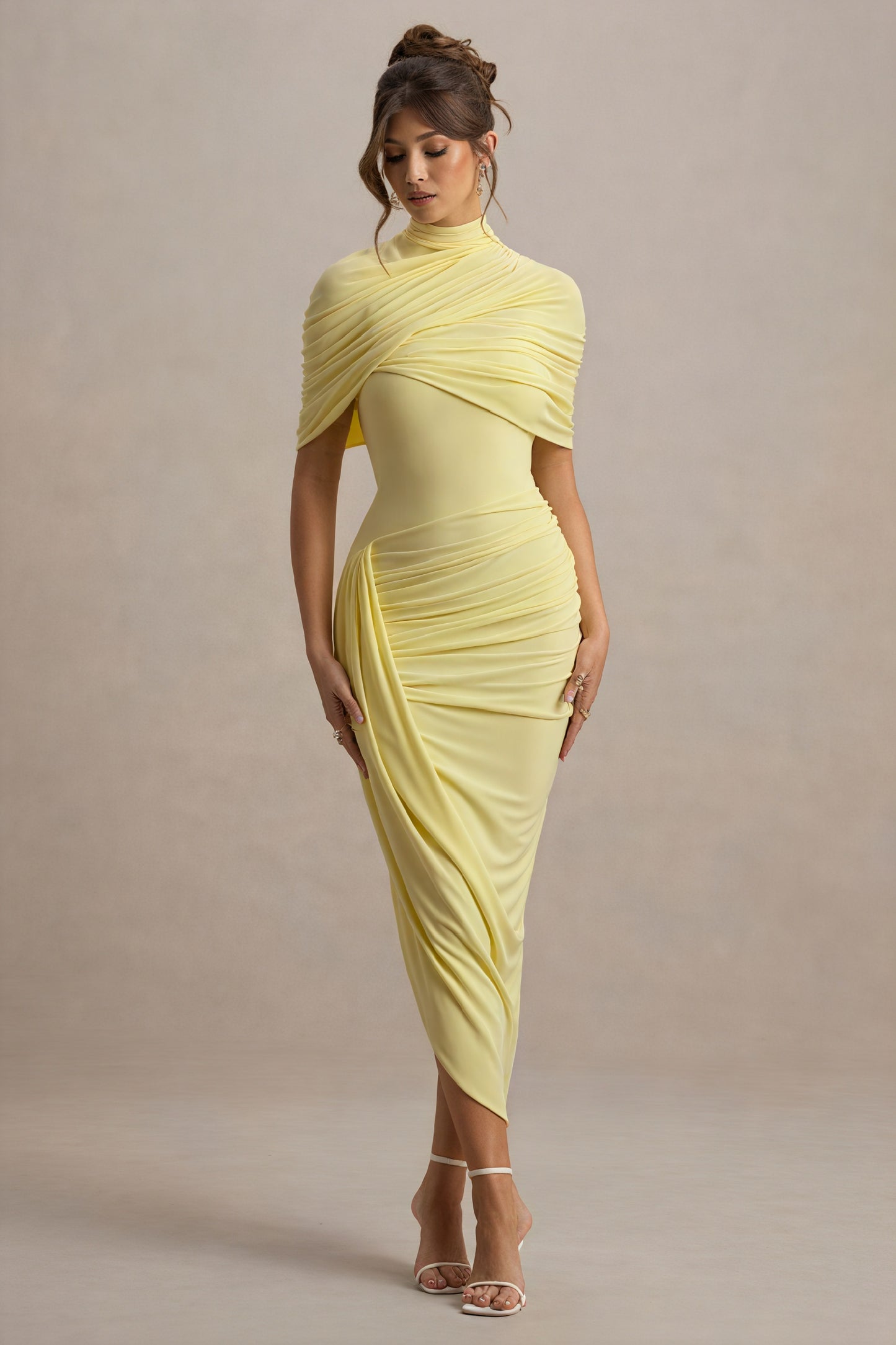 Draped Cocktail Dress - Asymmetrical Skirt