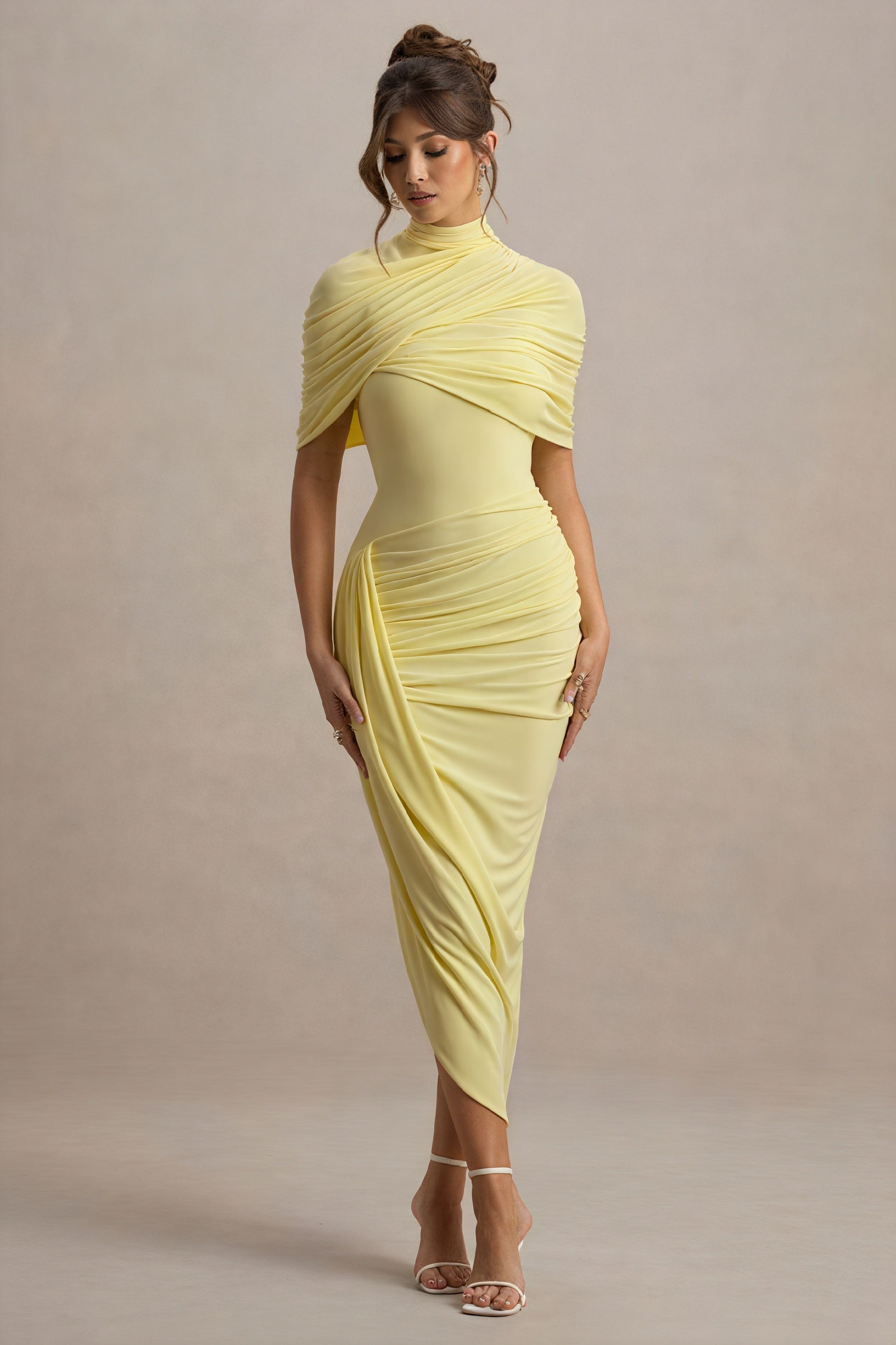 Draped Cocktail Dress - Asymmetrical Skirt