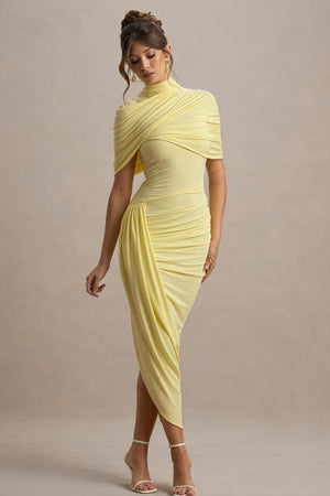 Draped Cocktail Dress - Asymmetrical Skirt