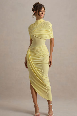 Draped Cocktail Dress - Asymmetrical Skirt
