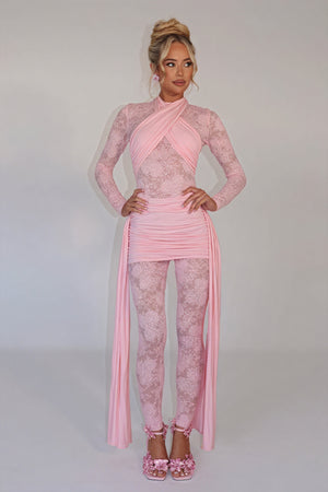 Lace Bodice Cocktail Dress with Flowing Skirt