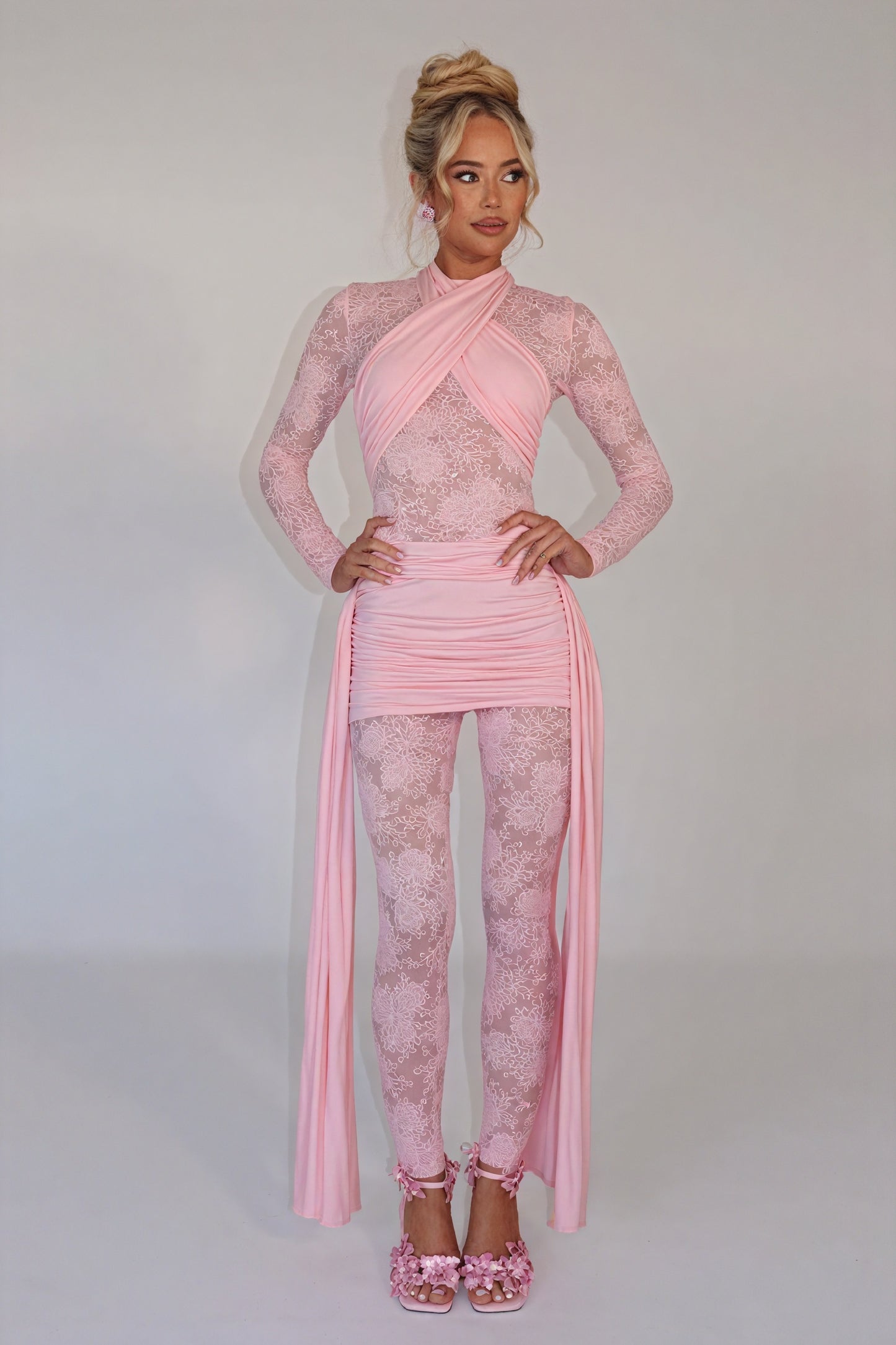 Lace Bodice Cocktail Dress with Flowing Skirt