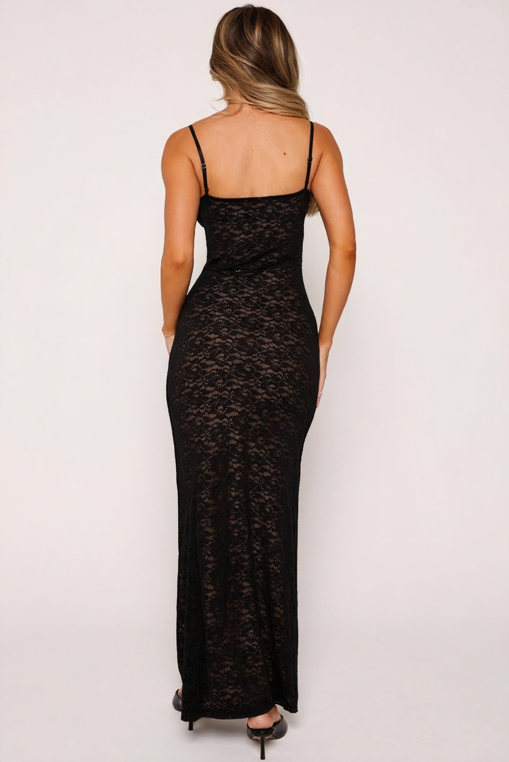 Lace Maxi Dress - Sweetheart Neckline