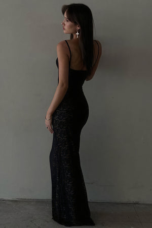 Lace Maxi Dress - Sweetheart Neckline