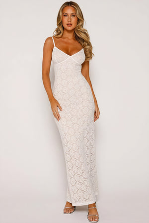 Lace Maxi Dress - Sweetheart Neckline