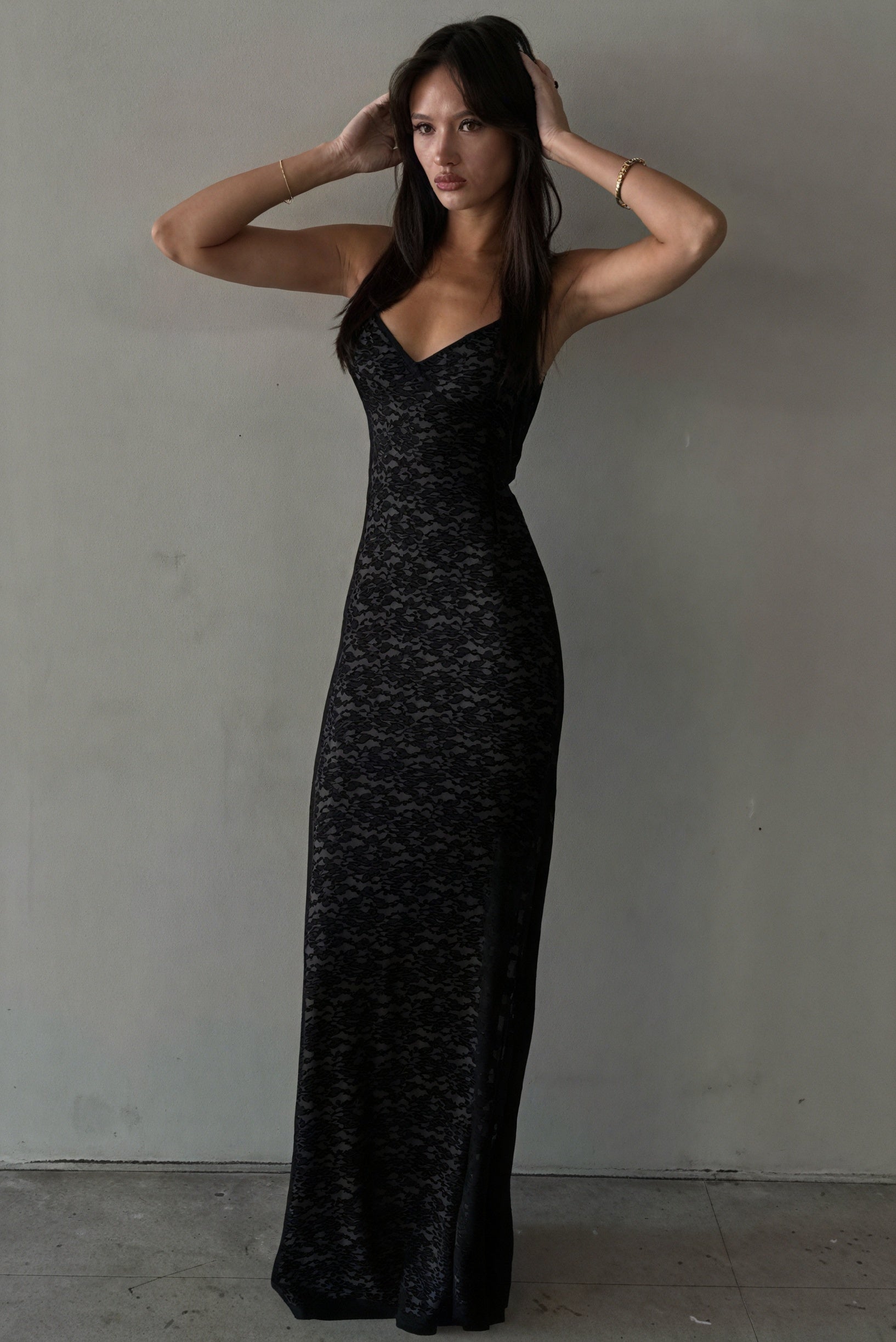 Lace Maxi Dress - Sweetheart Neckline