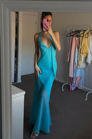 Floral Maxi Dress - Open Back, Halter Neck