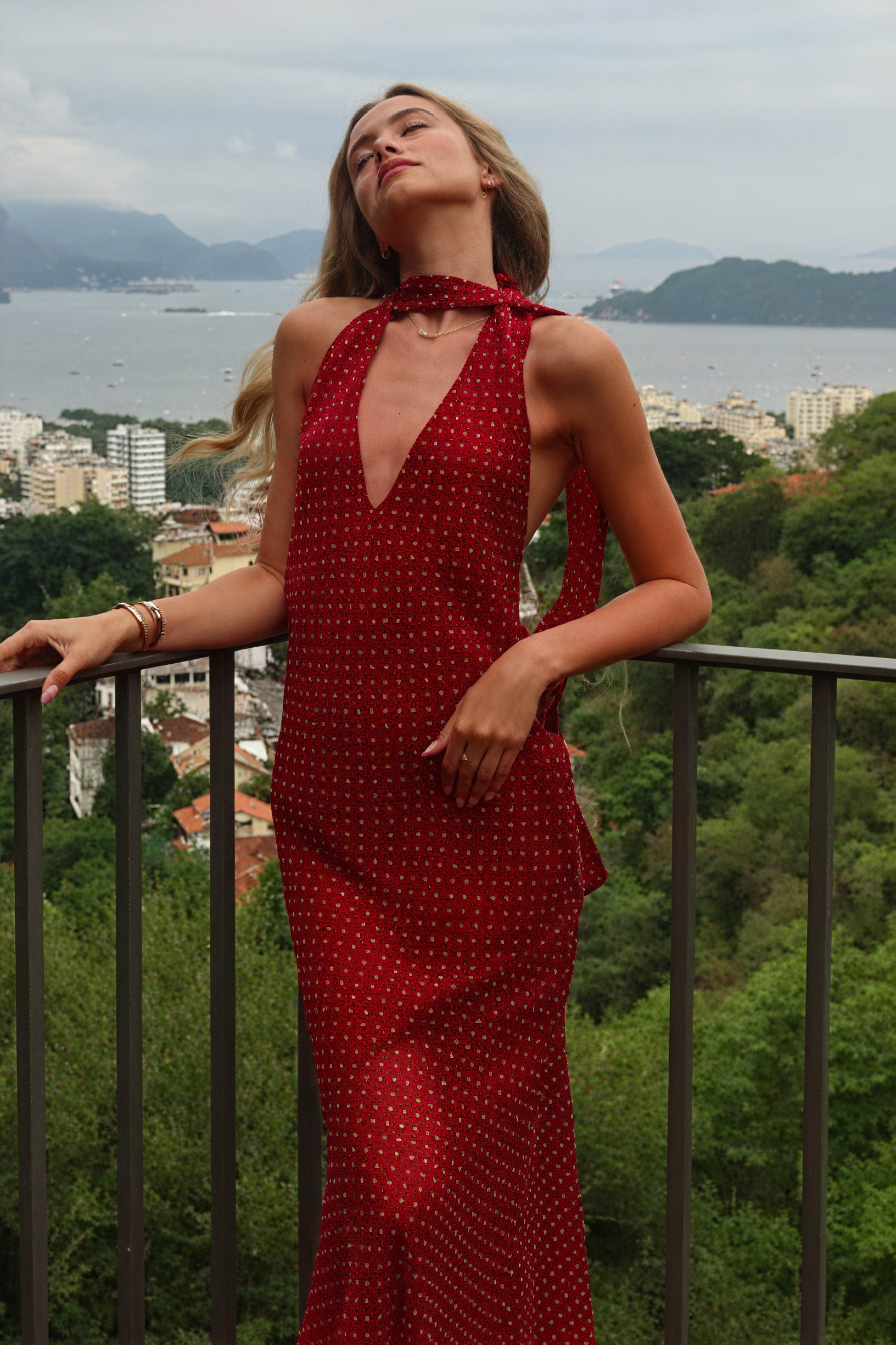 Floral Maxi Dress - Open Back, Halter Neck