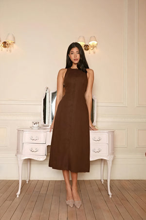 Ärmelloses Knopfleisten Midikleid