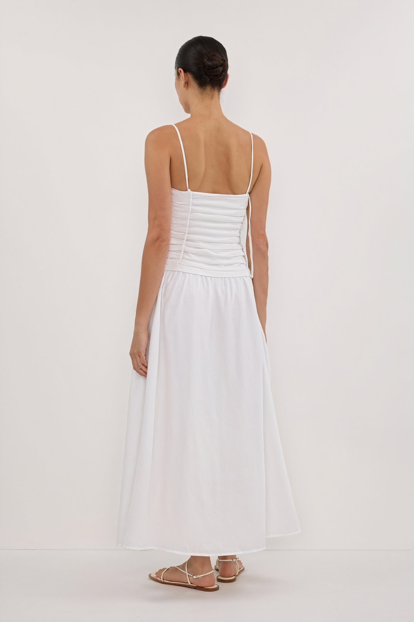 A-Linien Midikleid - Plissee & Spaghettiträger