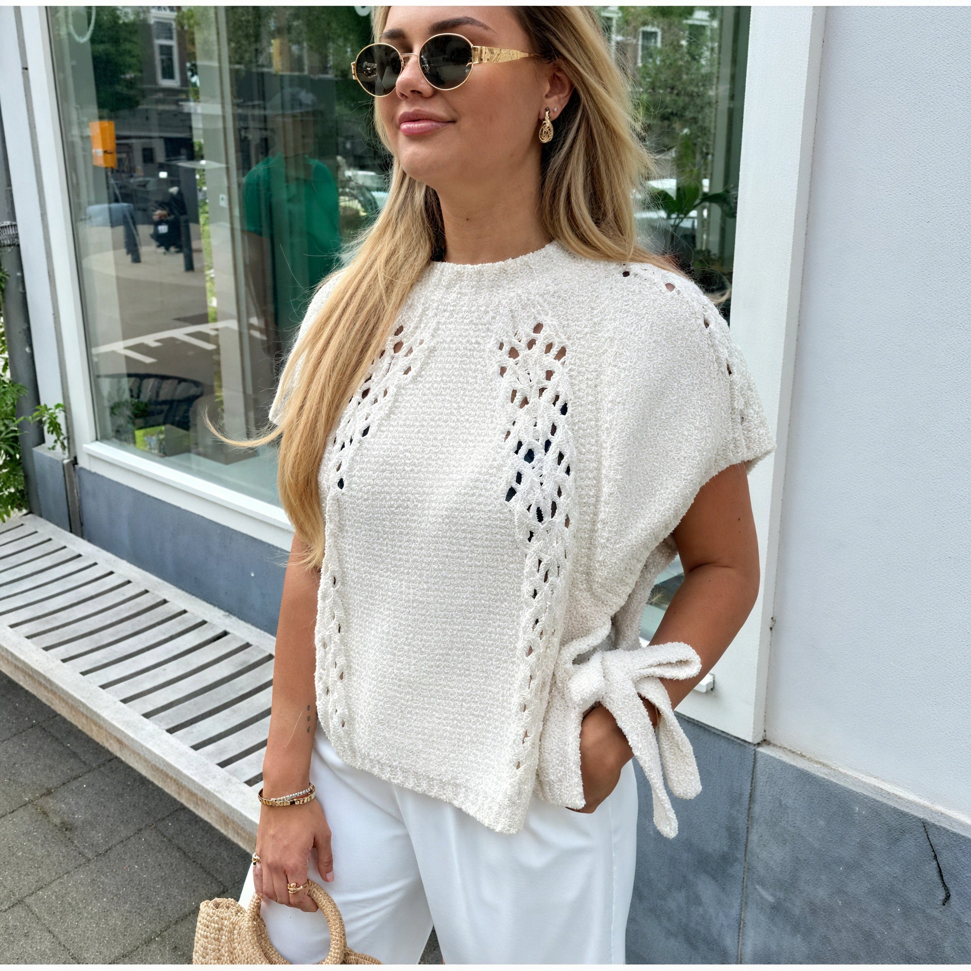Crochet Top with Textured Knit Pattern
