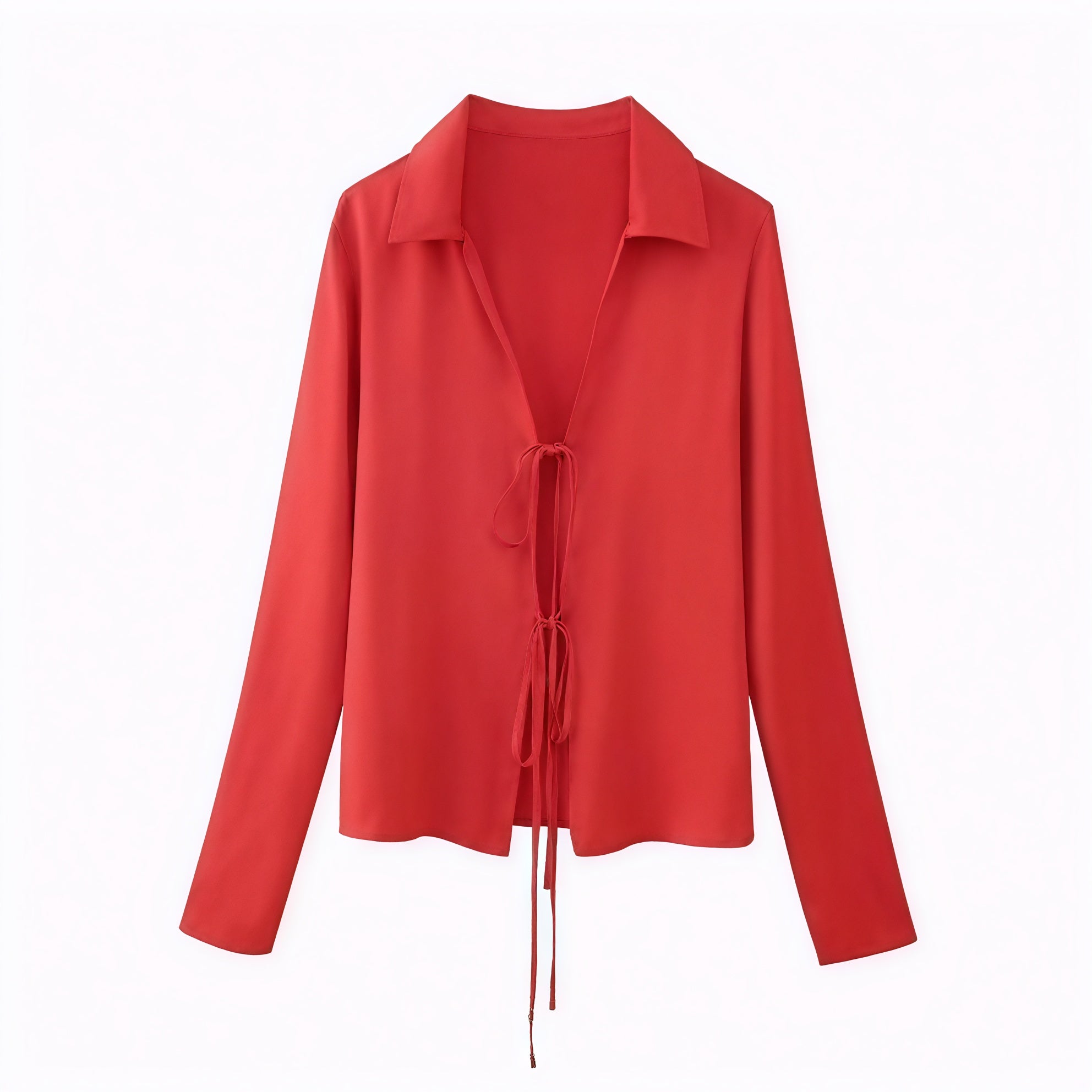 Taillenbluse mit V-Ausschnitt und Bindedetail