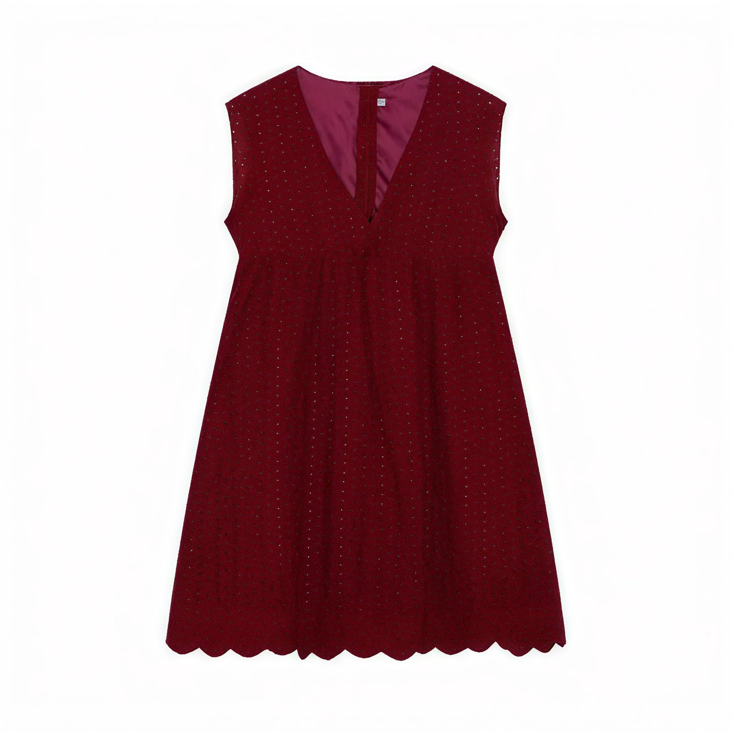 Damen Kleid Perforiert V-Ausschnitt Ärmellos Wellensaum Atmungsaktiv Sommer Casual Stilvoll-81587-4e947cd6-8ea0-4fcb-9e39-4cc1663ed95a