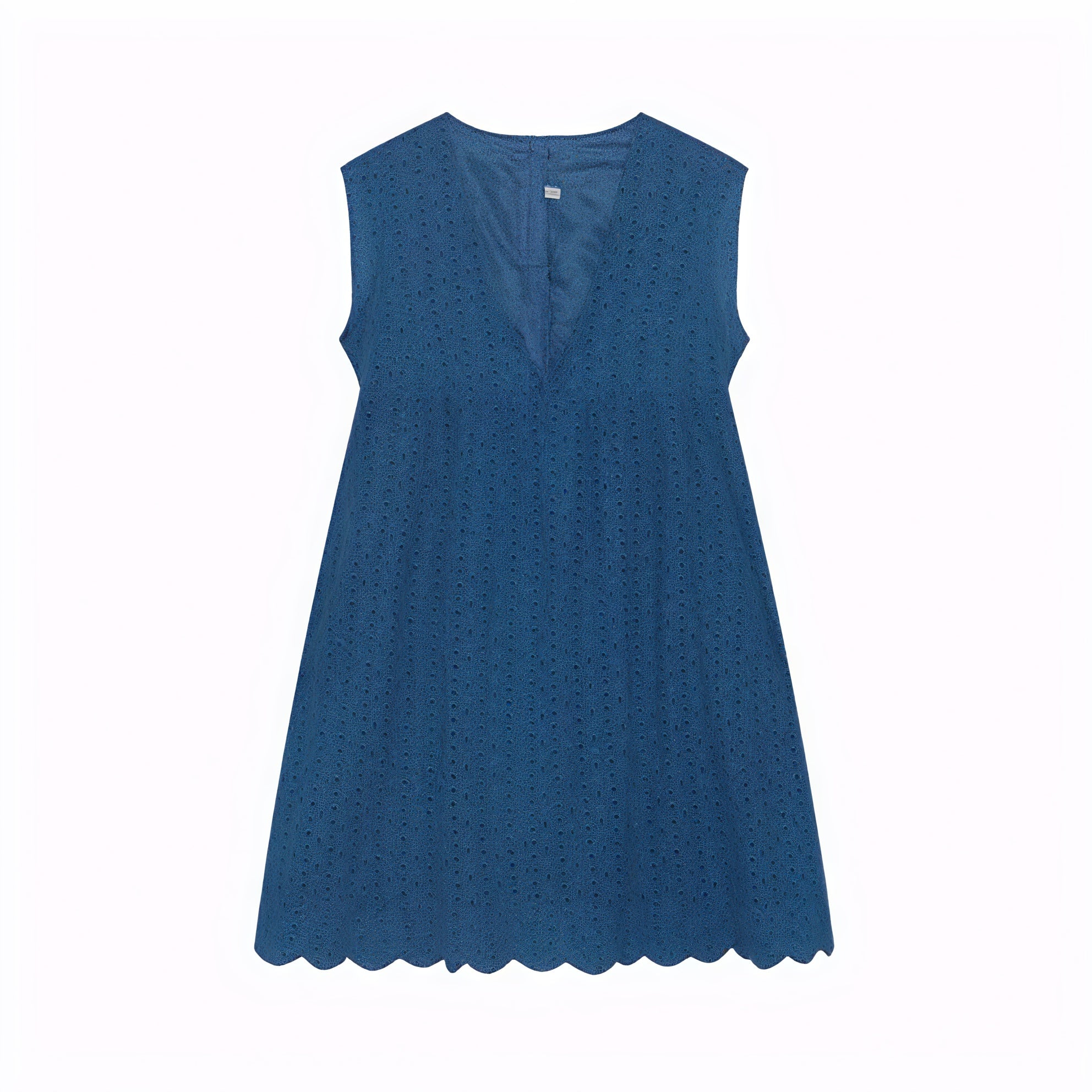 Damen Kleid Perforiert V-Ausschnitt Ärmellos Wellensaum Atmungsaktiv Sommer Casual Stilvoll-81587-a0b9c8d6-b457-4319-9c53-3303db5ede7b