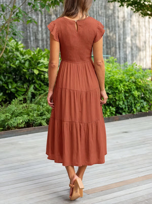 Kleid mit Stufenrock, Rüschenärmeln und Rundhals – Fließendes Design für Sommer & Freizeit-81634-0c509a9f-0005-4256-93e3-48d32d1a1be0