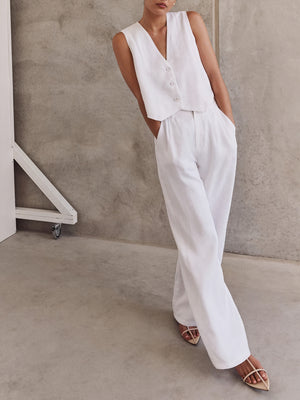 Klassisches Ensemble - Weste & Wide Leg Hose