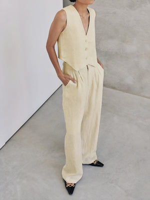 Klassisches Ensemble - Weste & Wide Leg Hose